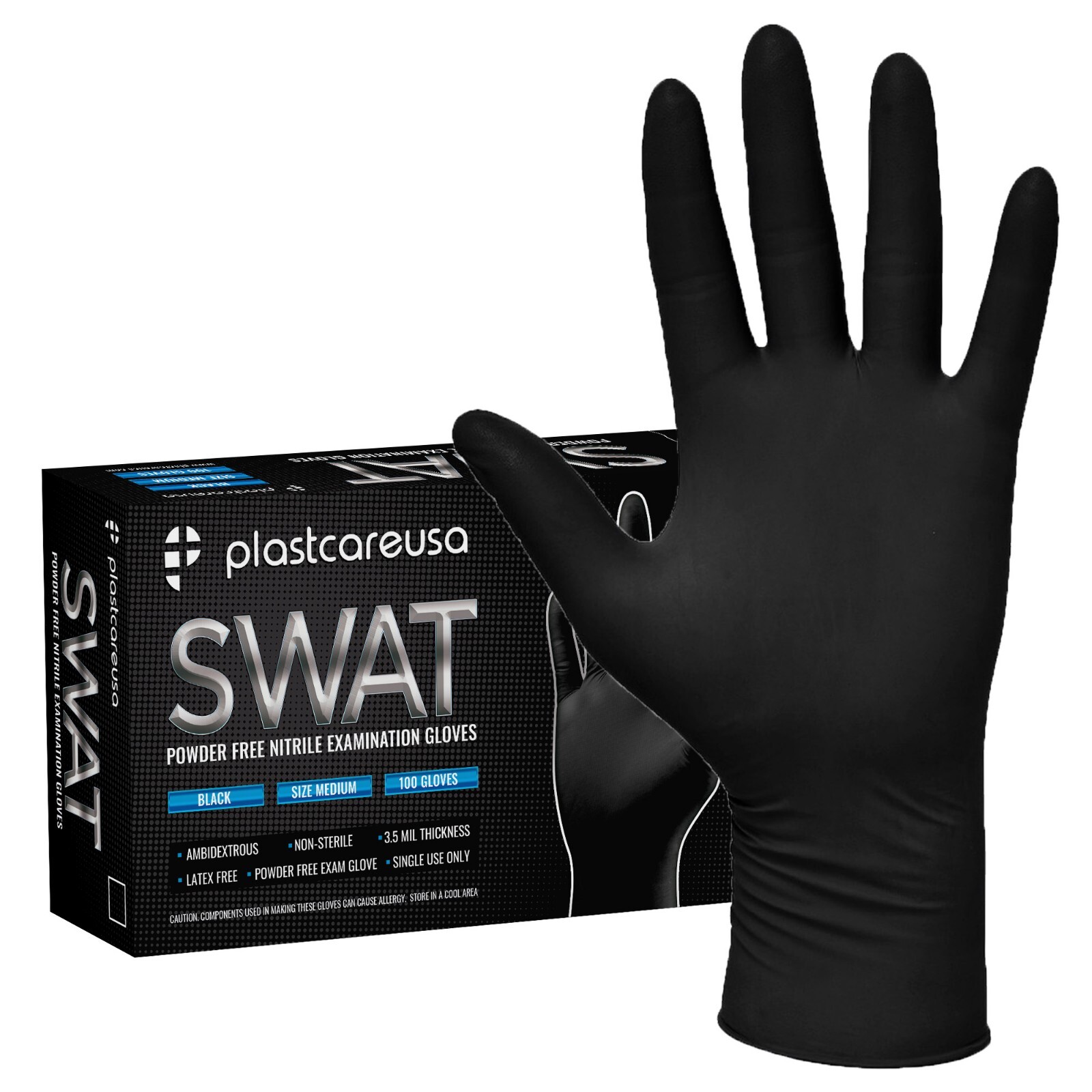 Black Nitrile Exam Gloves – Disposable Latex & Powder Free, Medical Rubber Food
