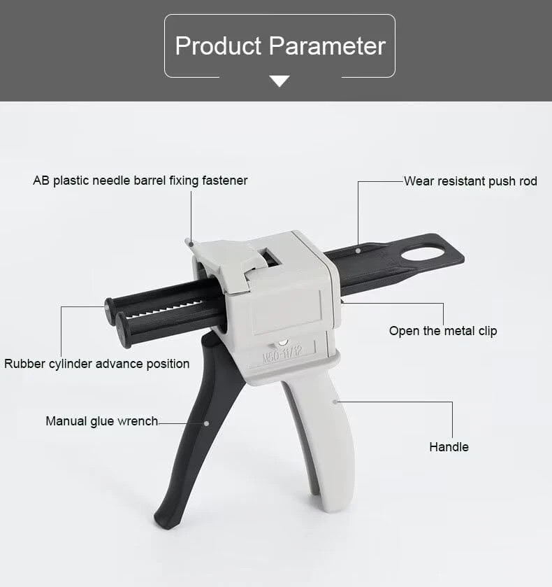 Dental Impression Mixing Dispensing Gun Kit Dispenser Gun 1:1/2:1 10:1/4:1 50ml