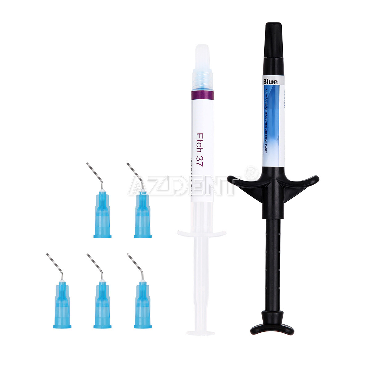 Dental Light Cure Orthodontic Brackets Adhesive Paste Acid Etching Gel Blue Kit