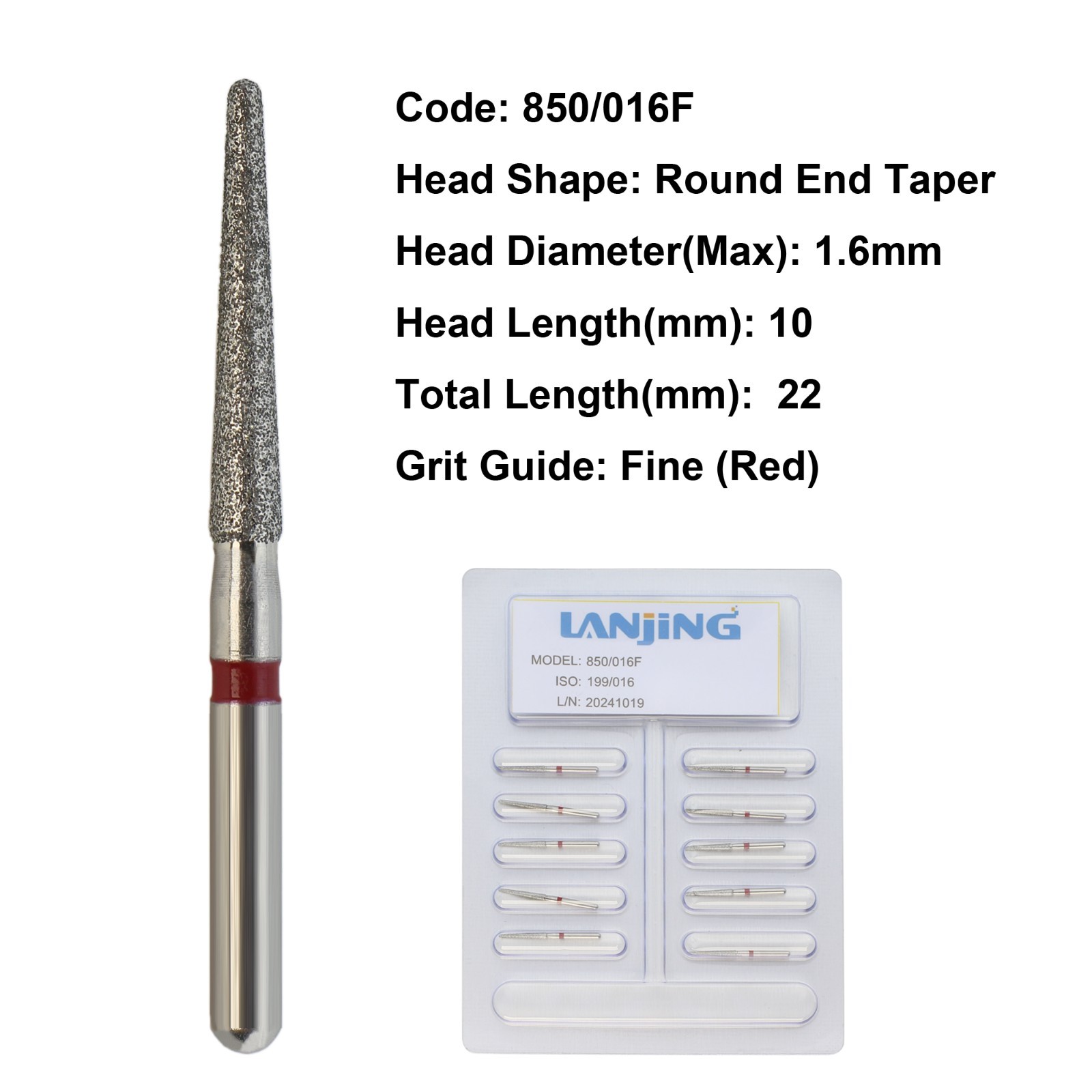 Dental Diamond Burs FG Round Shoulder End Taper High Speed Coarse Medium Fine
