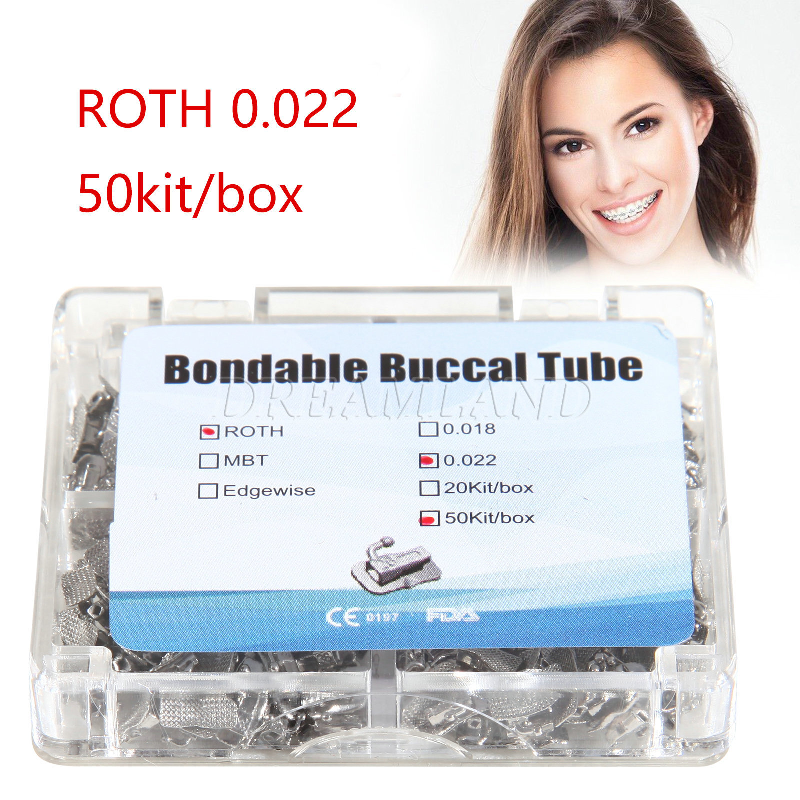 Dental Bondable Non-Convertible Single Roth 022 Buccal Tube FDA CE