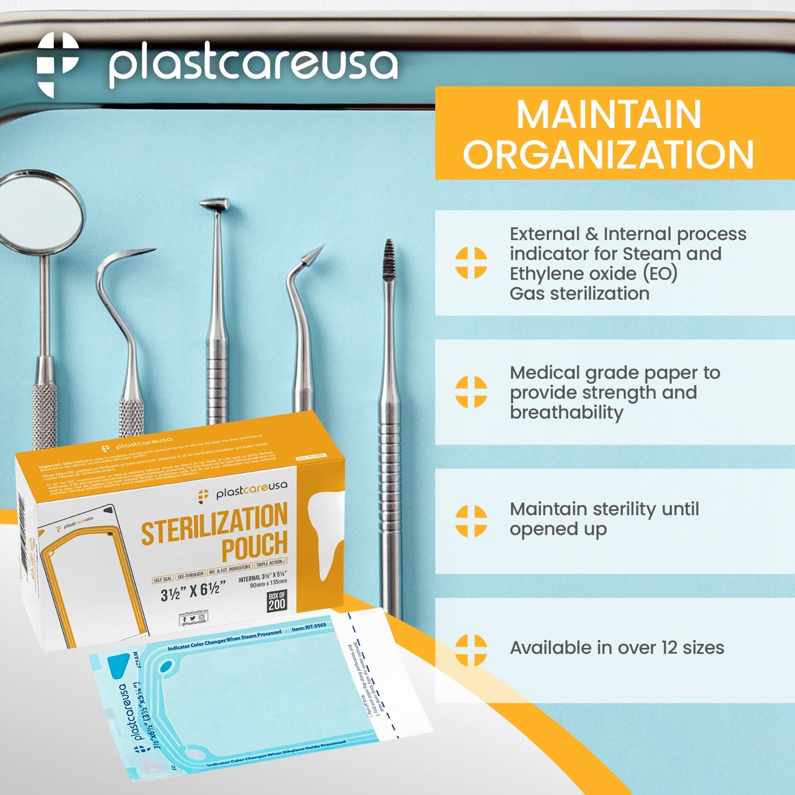 1200 Self-Sealing Sterilization Pouch, 3.5″ x 6.5″ (3.5″ x 5.25″) Sterilize Bag