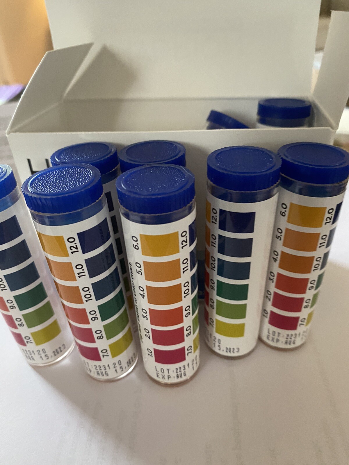 10 Vials pH Strips Papers 1-12 range 100 ea Test Acid Alkaline Business LAB