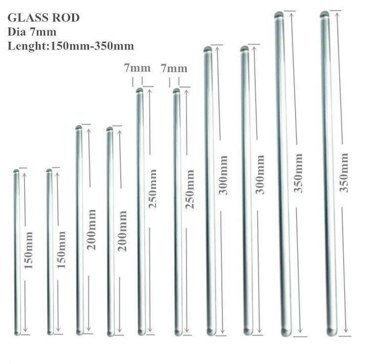 10Pcs Glass Stirring Rods Stir Stick Both Ends Round 13.8″,12″,10″,8″,6″ Long