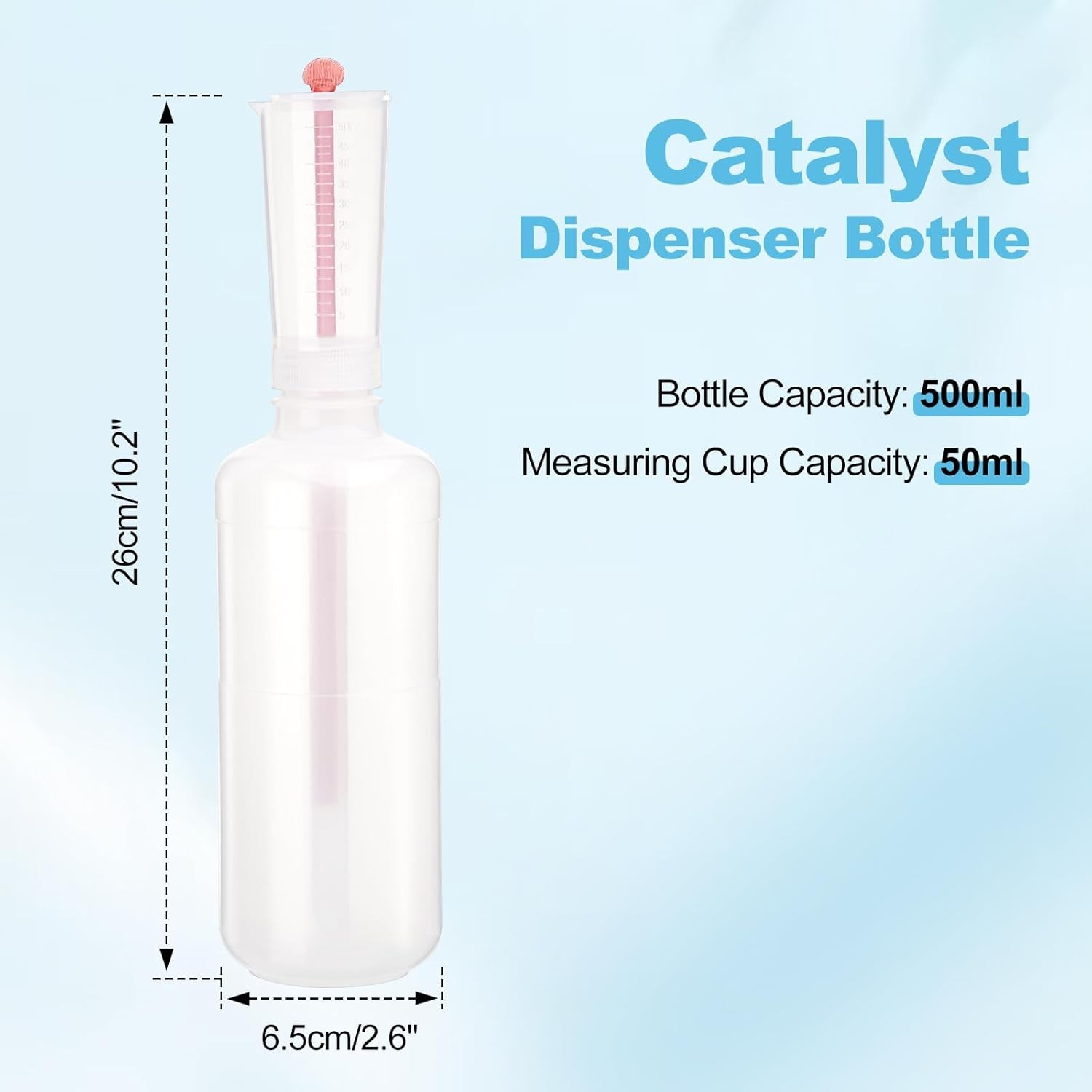 2Pcs 500Ml Catalyst Dispenser Adjustable Volume Dispen Measuring Cup Dose Bottle