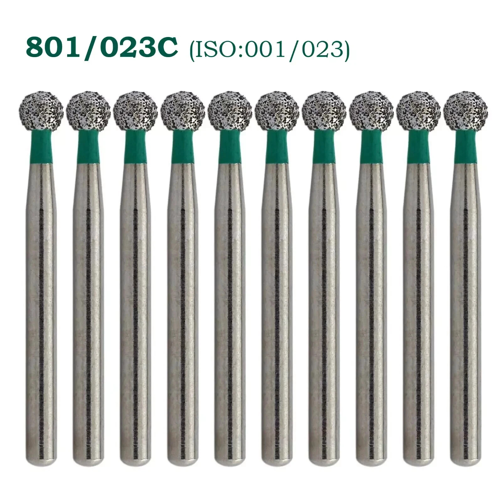 10Pcs/Pack Dental Diamond Burs FG Round Ball 801/023C Coarse Grit High Speed