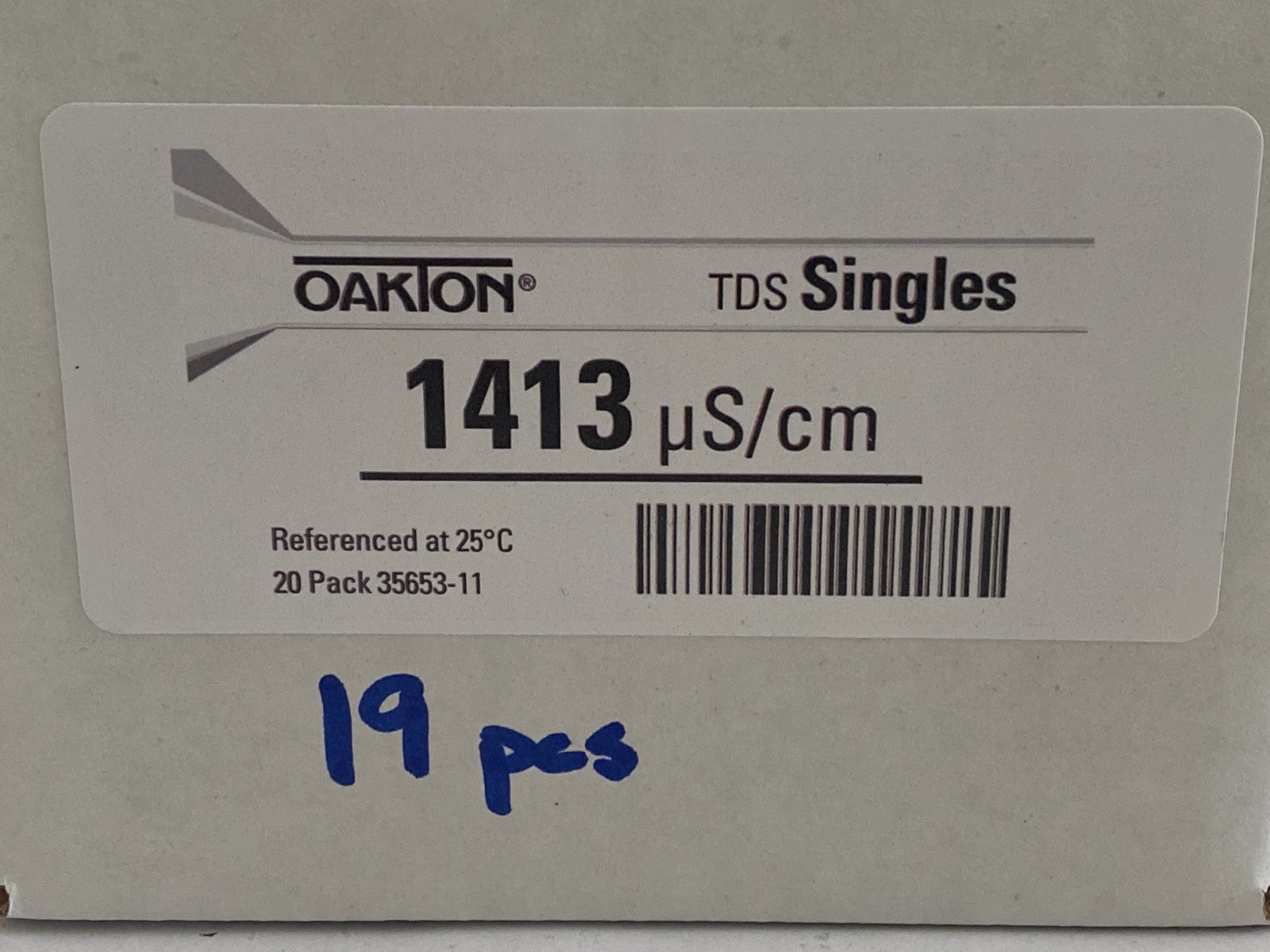(19) OAKTON Single-Use 20mL Conductivity Calibration Pouches 1413uS 35653-11