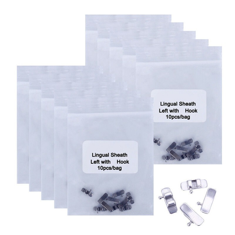 10 Pcs/Pack Dental Ortho Stainless Steel Lingual Sheath Left / Right/ No Hook
