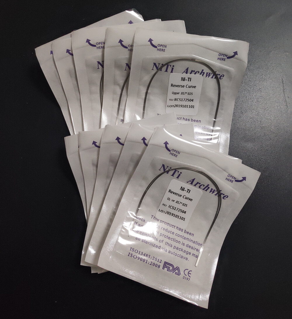 10 Packs Reverse Curve Niti Rectangular Arch Wire Orthodontic Bows Arcs Oval