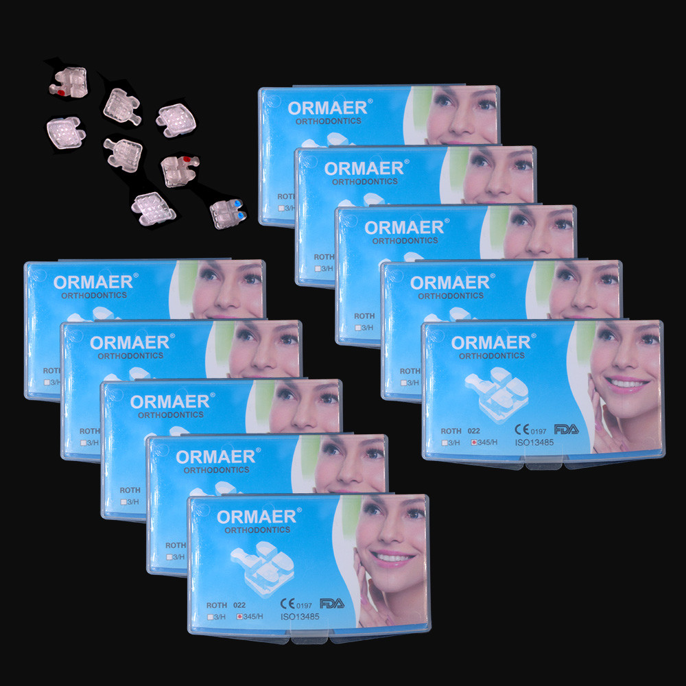 5×ORMAER Dental Ceramic Bracket Braces Mesh Base MiNi Roth 0.022 Hook 3 4 5