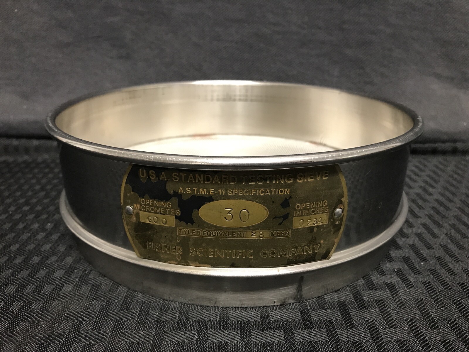 WS TYLER 8” U.S.A. Standard No. 30 Mesh SS Full Height Test Sieve 600um 0.0234”