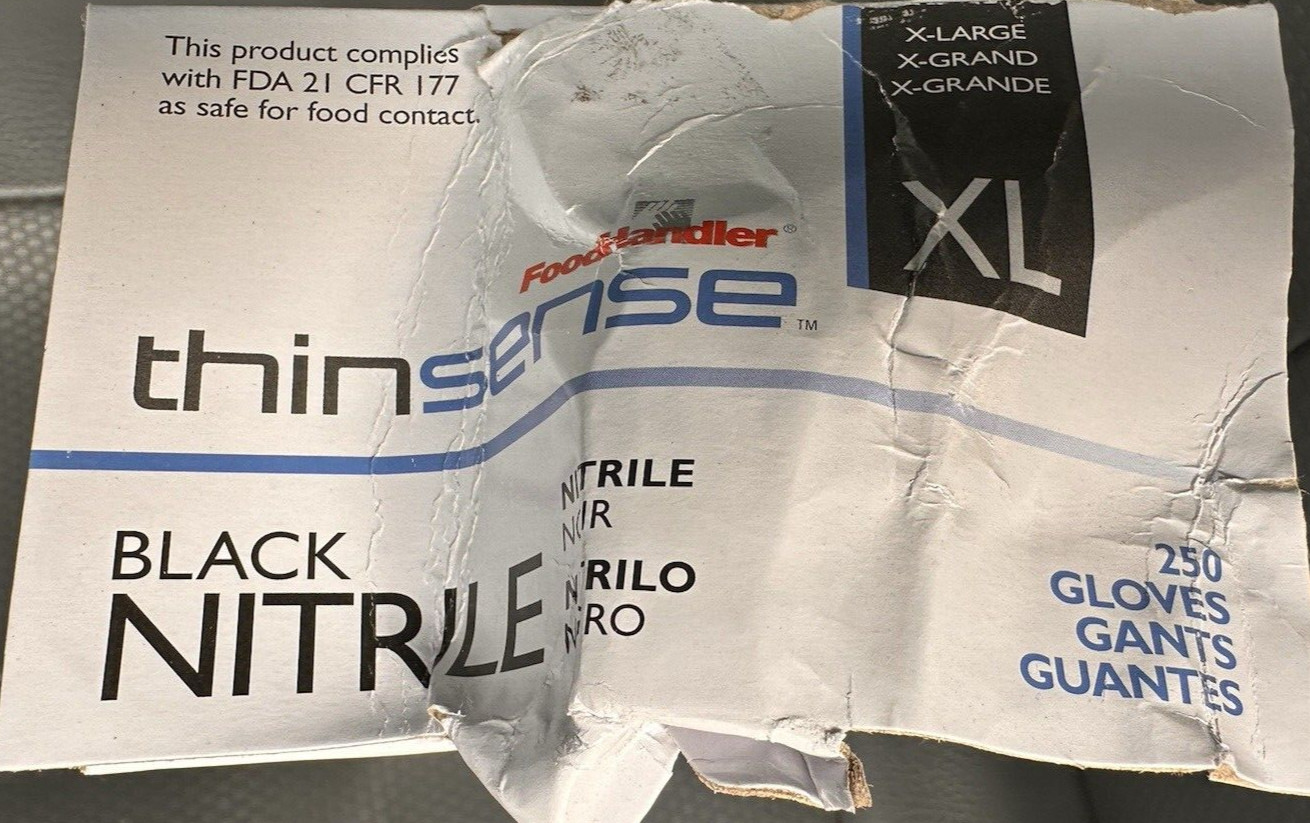 Food Handler Thinsense Disposable Nitrile 250 Gloves 250 Count Black DAMAGE Lot