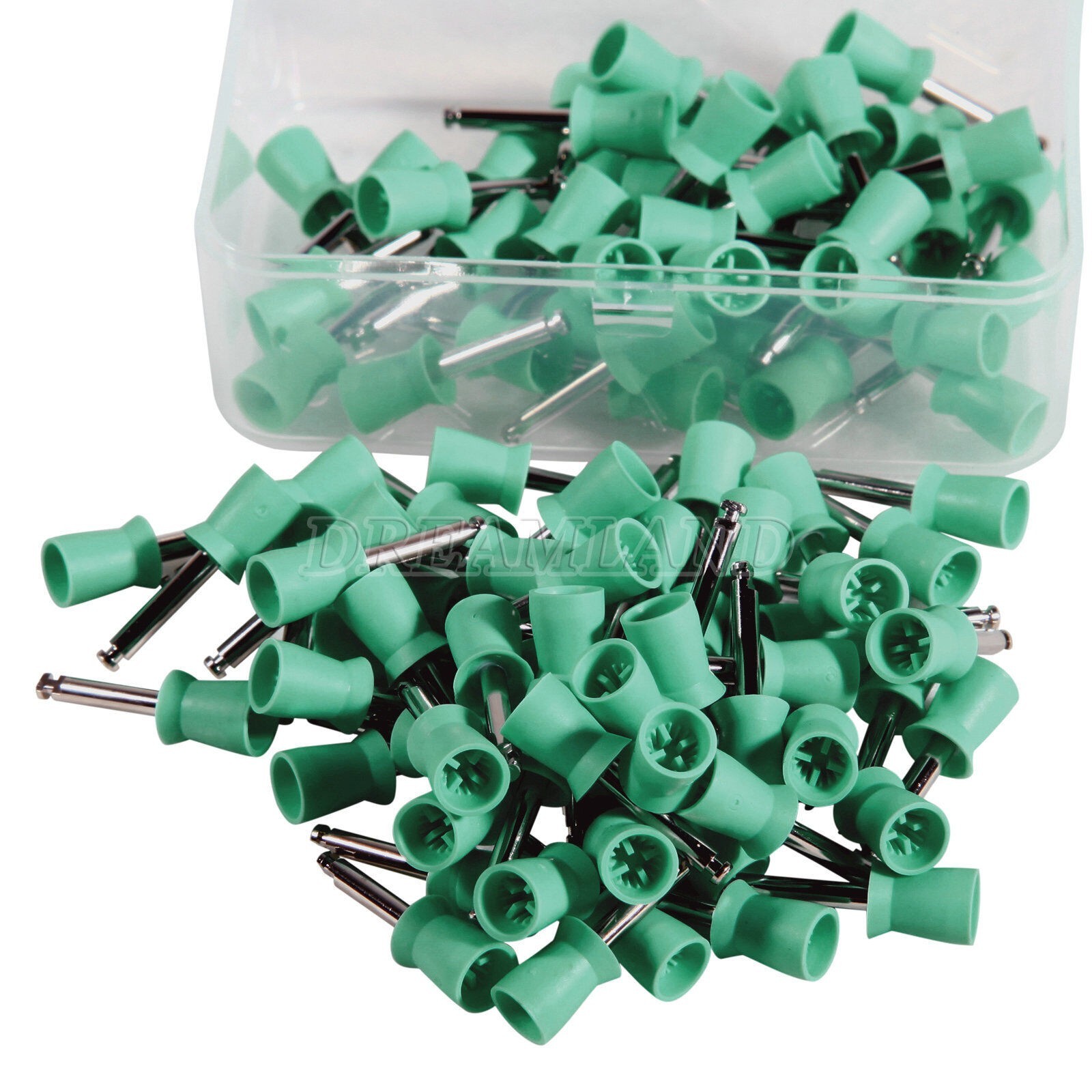 100pcs Dental Polishing Prophy Angle Cups Latch Type Brushes Polisher green USA