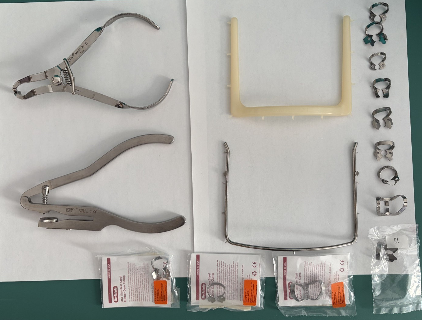 Rubber Dam Instrument Set: IVORY, YOUNG, HU-FRIEDY