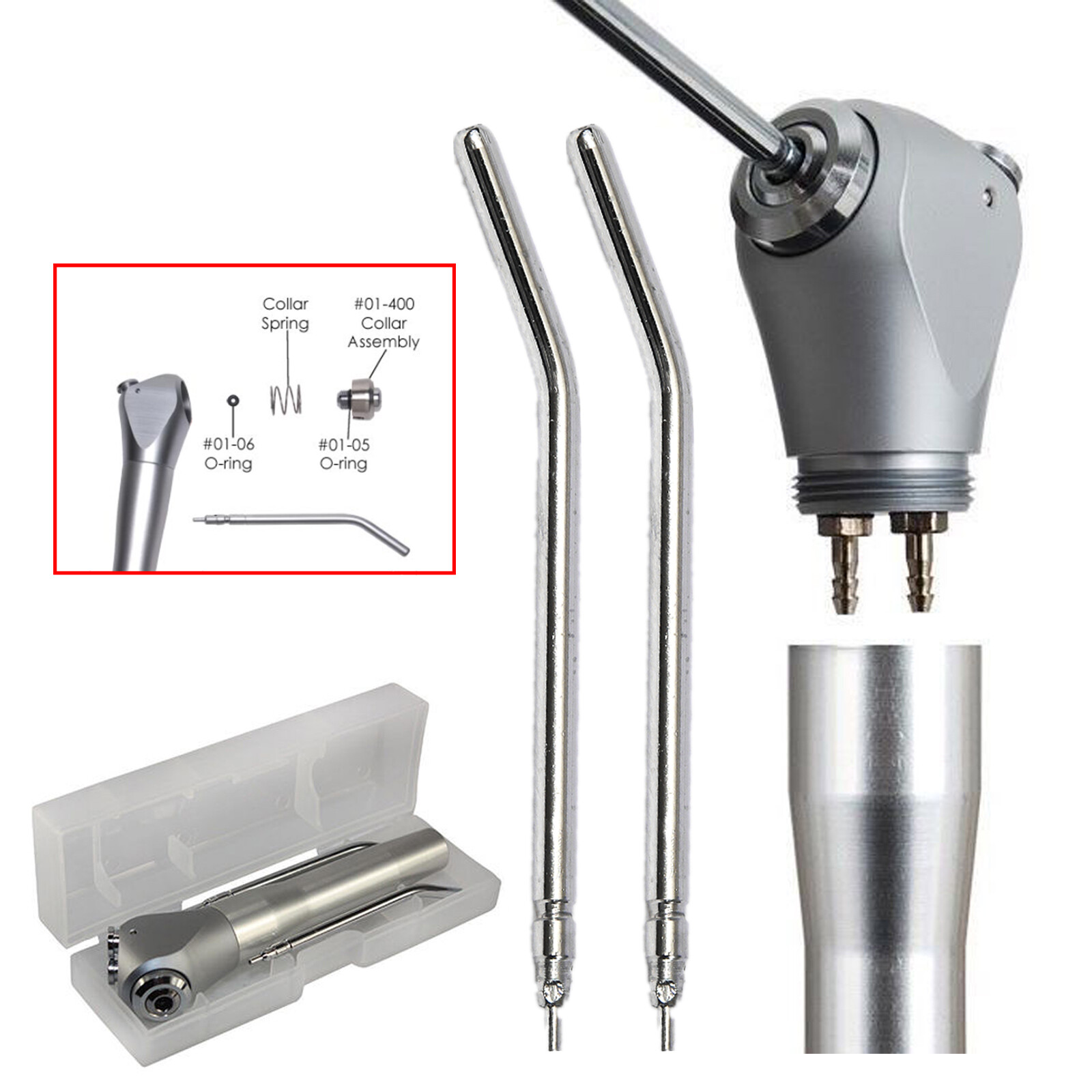Dental Air Water Spray Triple 3-Way Handpiece & 10Pcs Spray Nozzles Tips Tube
