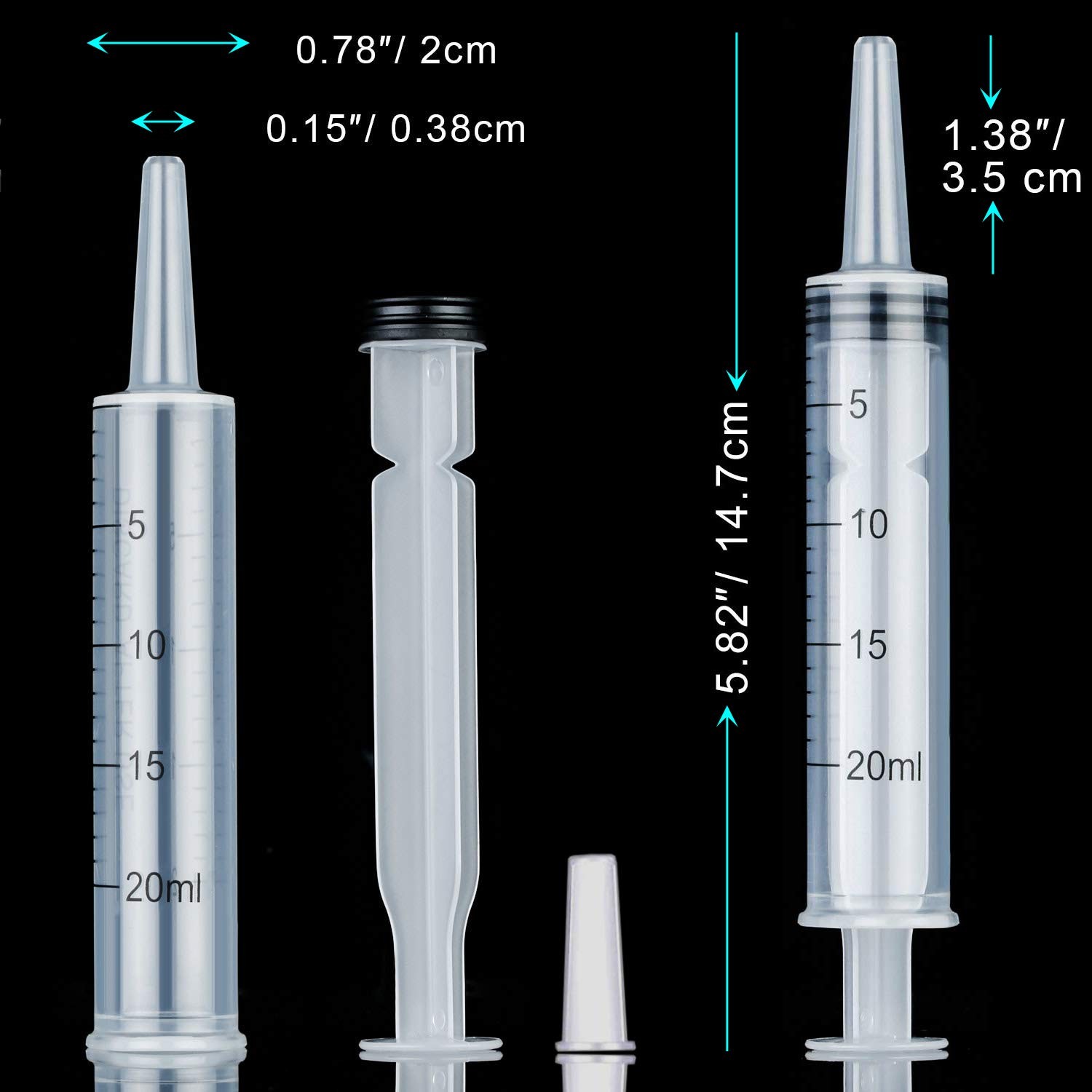 4 Pack 20mL Syringes for Lip Gloss Making Supplies Liquid 20ml-4Pack, CLEAR