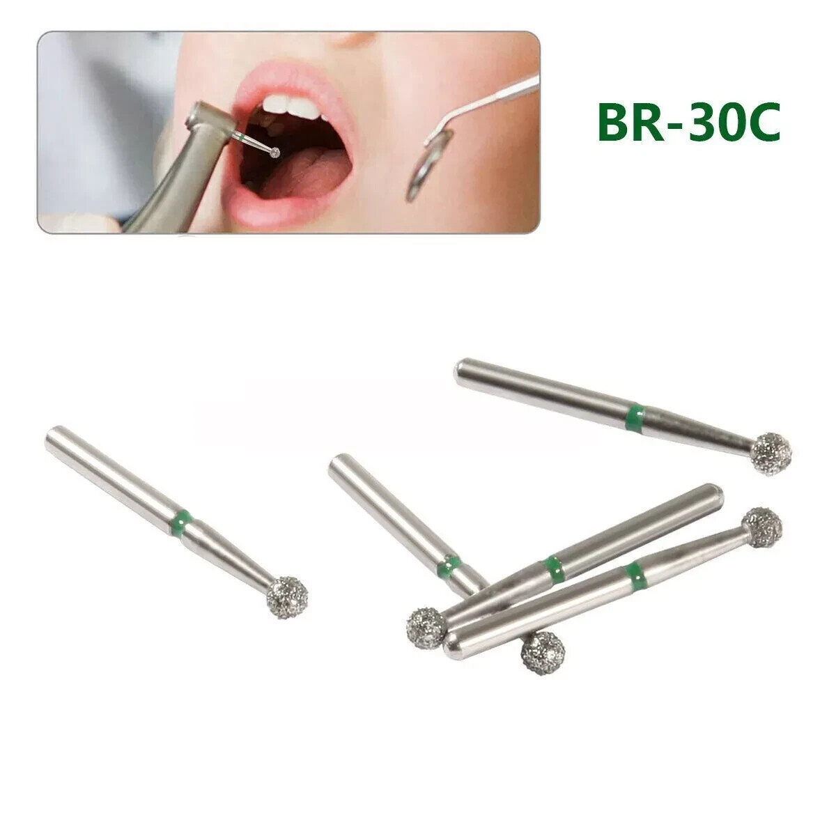 50 Pcs/Pack High Speed Handpiece Medium FG 1.6mm Ball Round Diamond Burs BR-30C