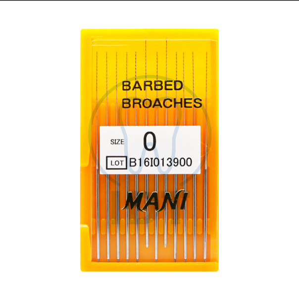 MANI Barbed Broach 12pcs Root Canal Pulp Extractor Stainless Steel 0# 00# 000#