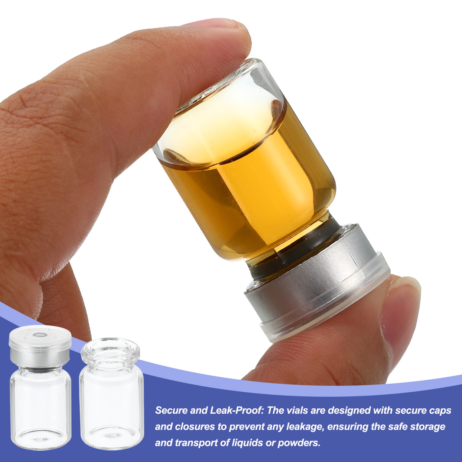 5ml Sample Vials, 8 Pack Lab Empty Vials Borosilicate Glass Vial, Transparent