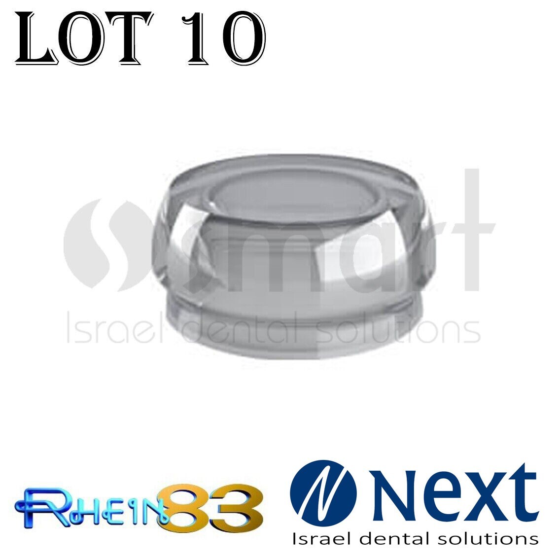 LOTx10 Flat abutment attachment silicone retentive cap Standard Clear Rhein83