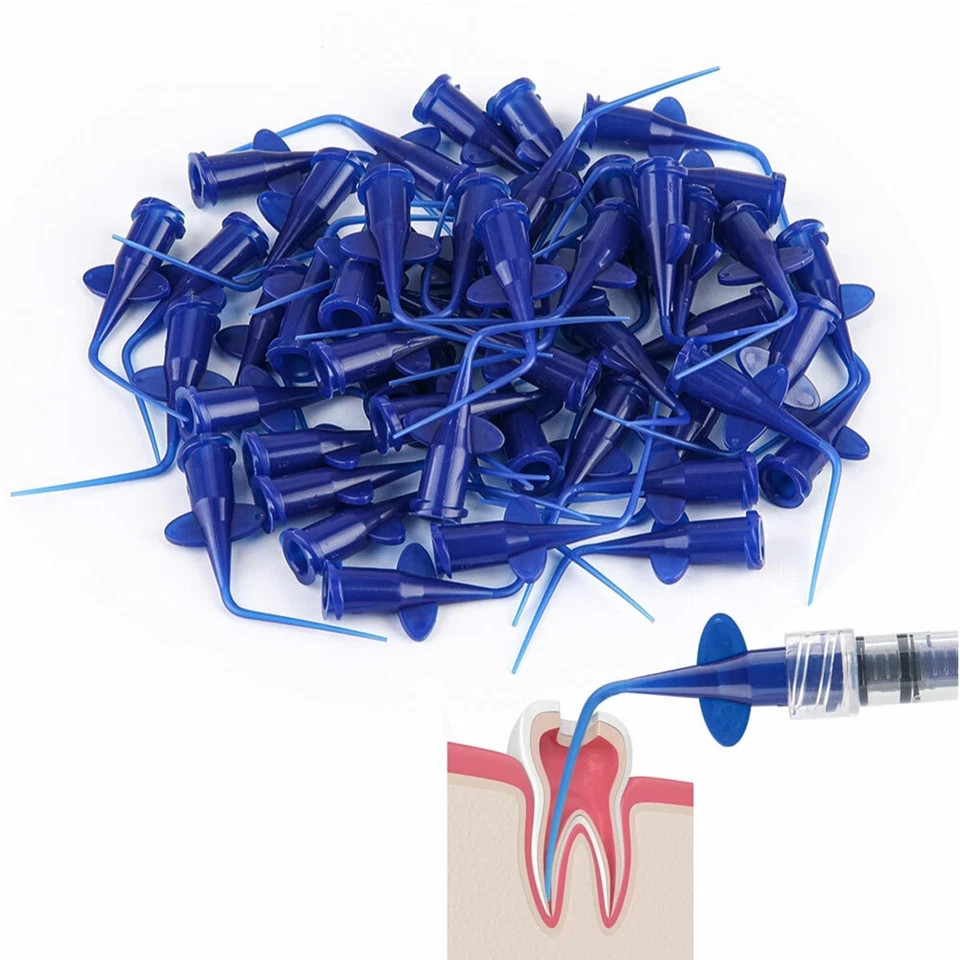 100Pcs Dental Endo Irrigation Needle Syringe Tips Disposable Irrigator 0.25mm