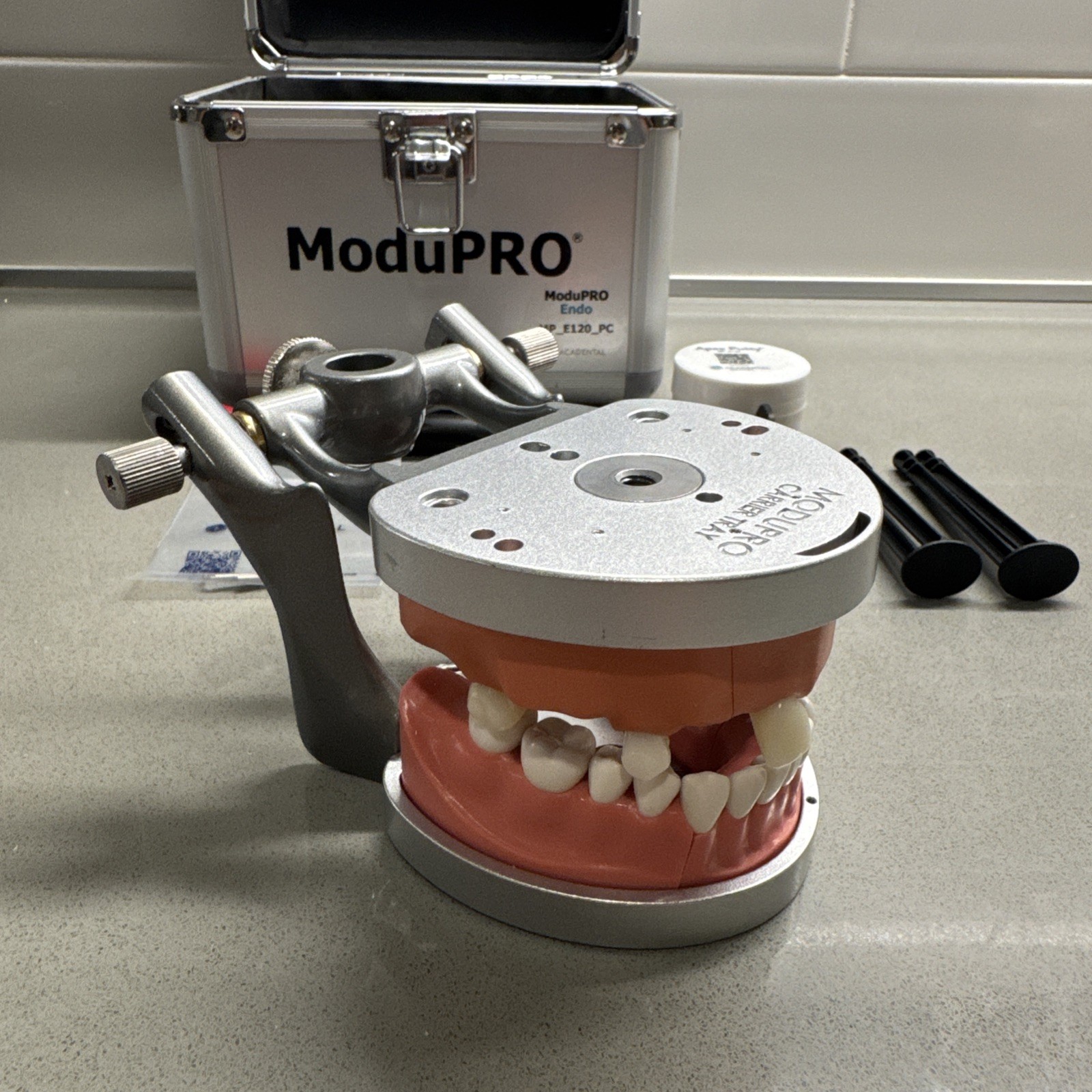 ModuPRO Dental Articulator with Case, Apex Putty, Fixing Gel, and Screwdriver