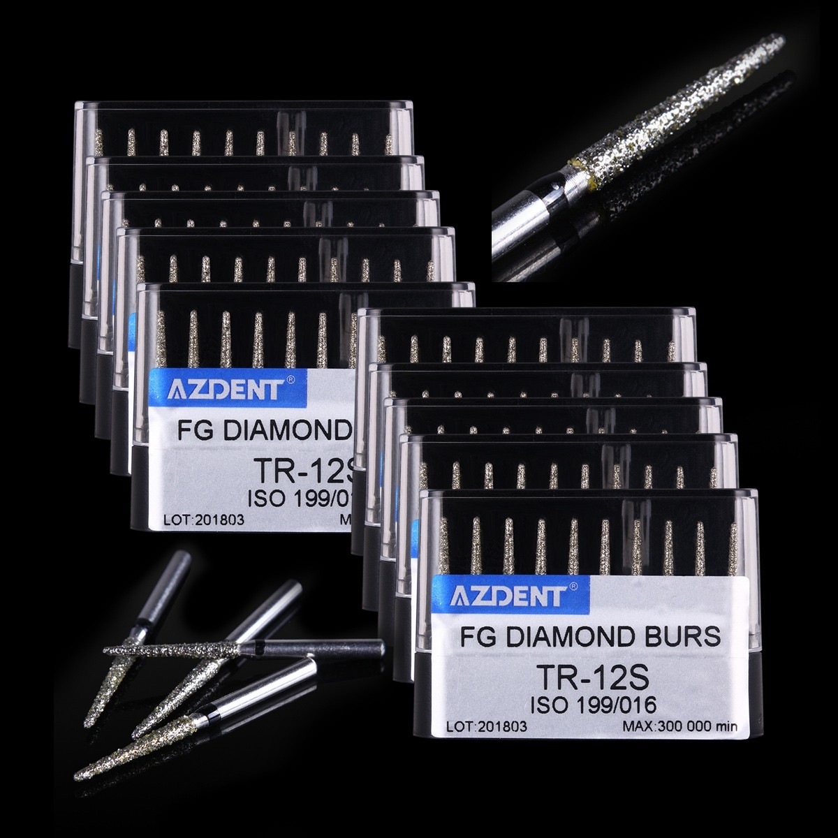 100pcs Dental Super Coarse Diamond FG Burs TR-12S for High Speed Handpiece