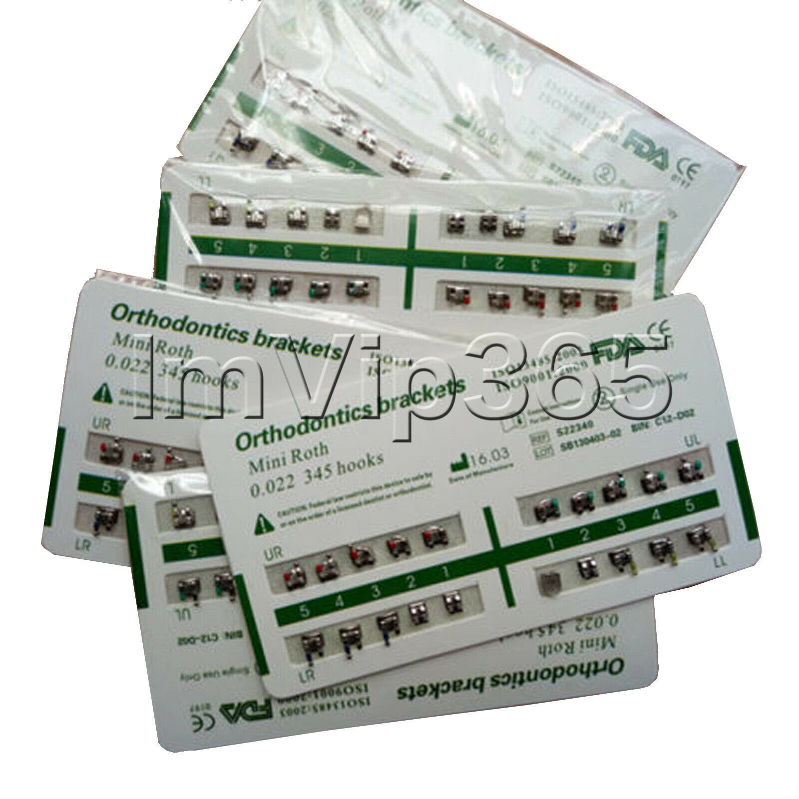Orthodontic Dental Brackets Braces Mini Roth/MBT 022 Slot 345 Hooks Metal CE&FDA