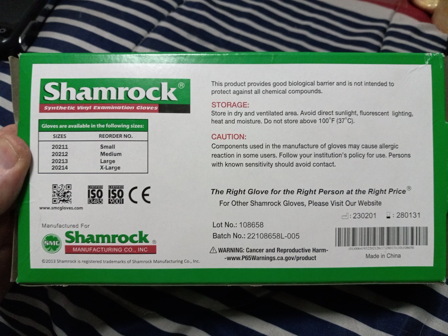 Shamrock Synthetic Vinyl Examination Gloves Powder Free Medium 1 Box 100ct