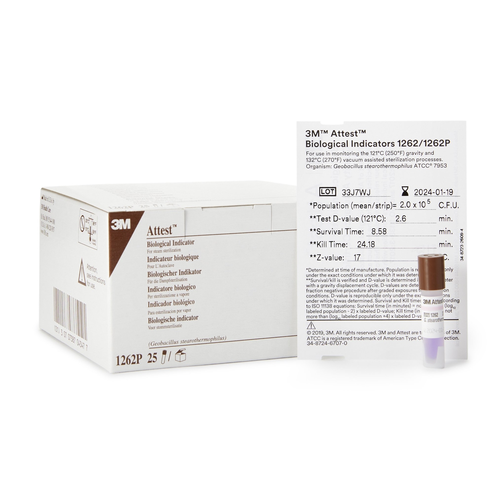 Attest Sterilization Biological Indicator Vial Steam Compatibility 1262P 25 Ct