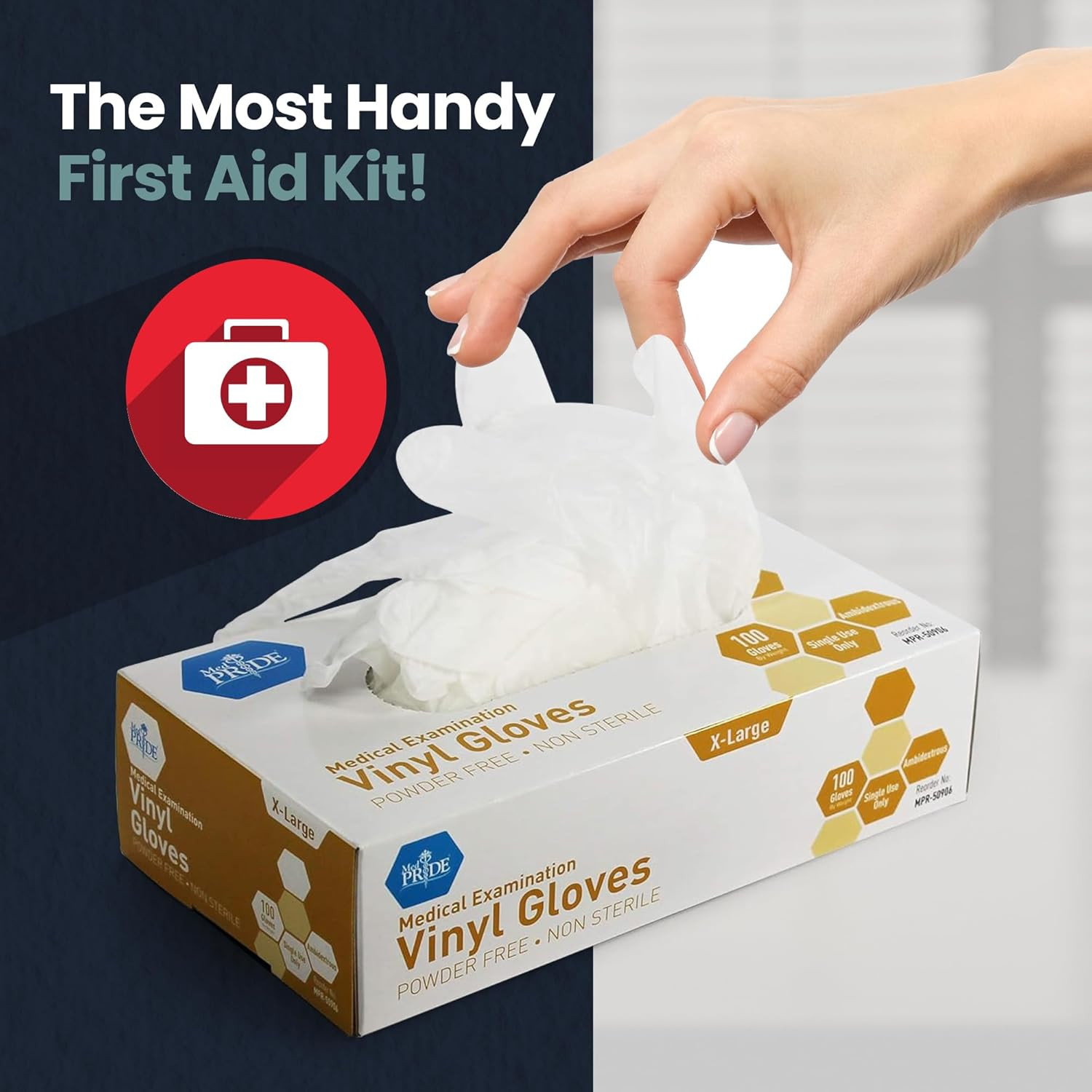 MED PRIDE Disposable Medical Grade Vinyl Exam Gloves, Latex & Powder Free, Ultra