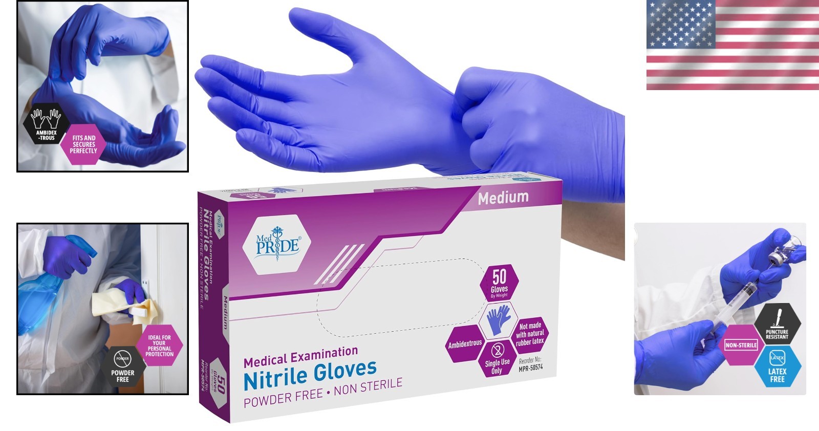 Comfortable Disposable Nitrile Gloves for Medical Use, Pack of 50 – Powder-Free