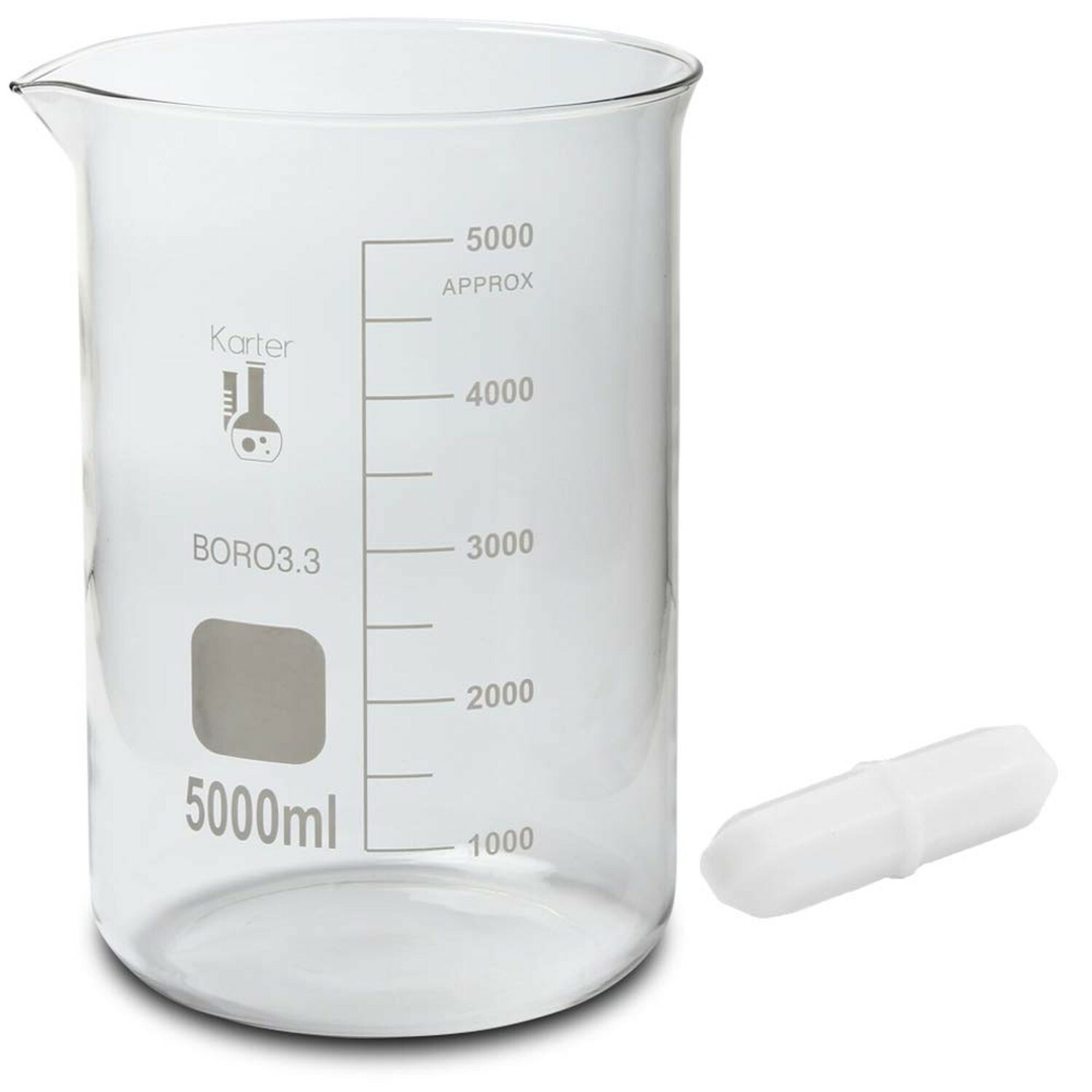 5000ml Beaker with Magnetic Stir Bar, Borosilicate 3.3 Glass (Single)