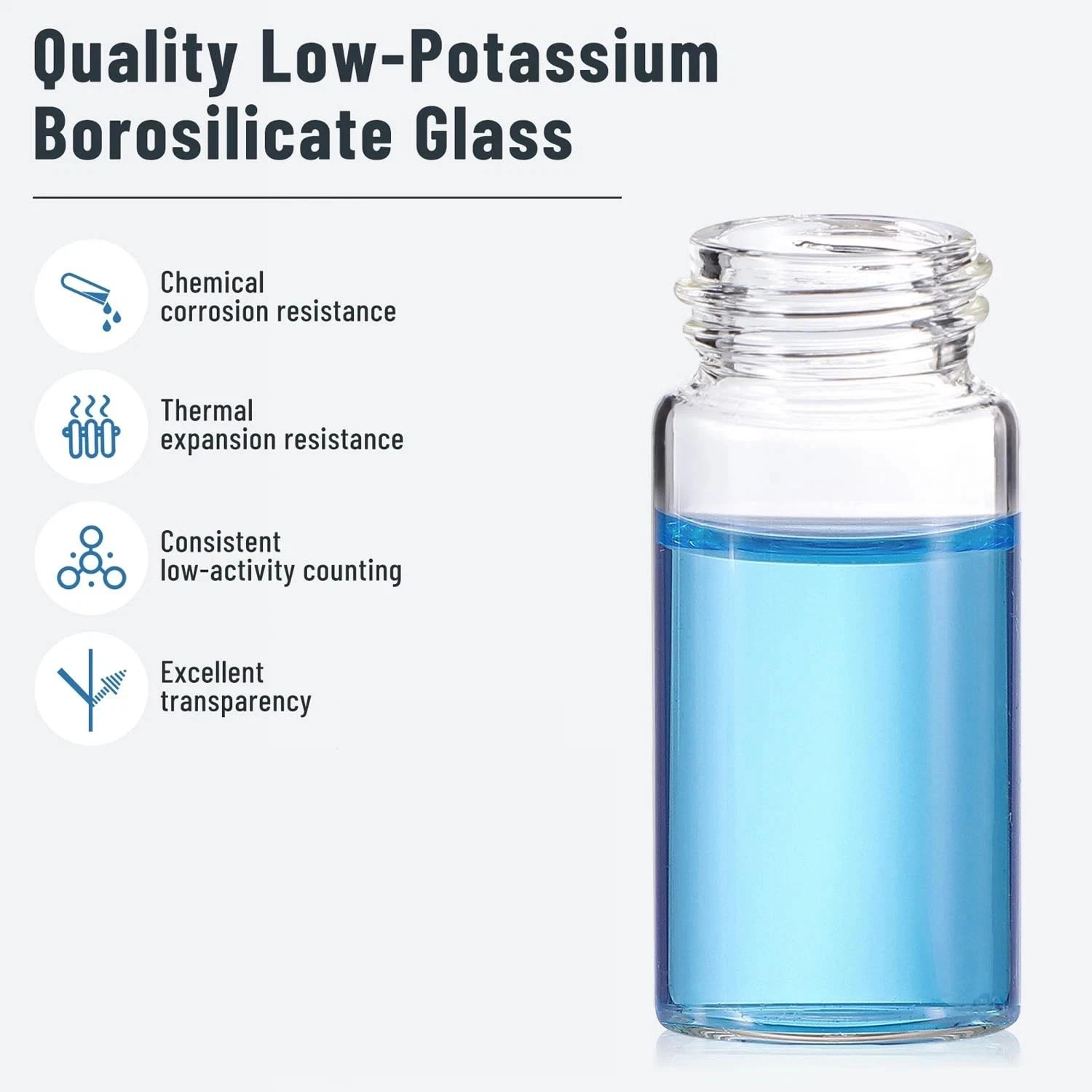 500PCS 20ml Scintillation Vials Liquid Borosilicate Glass Silver Aluminum Foil