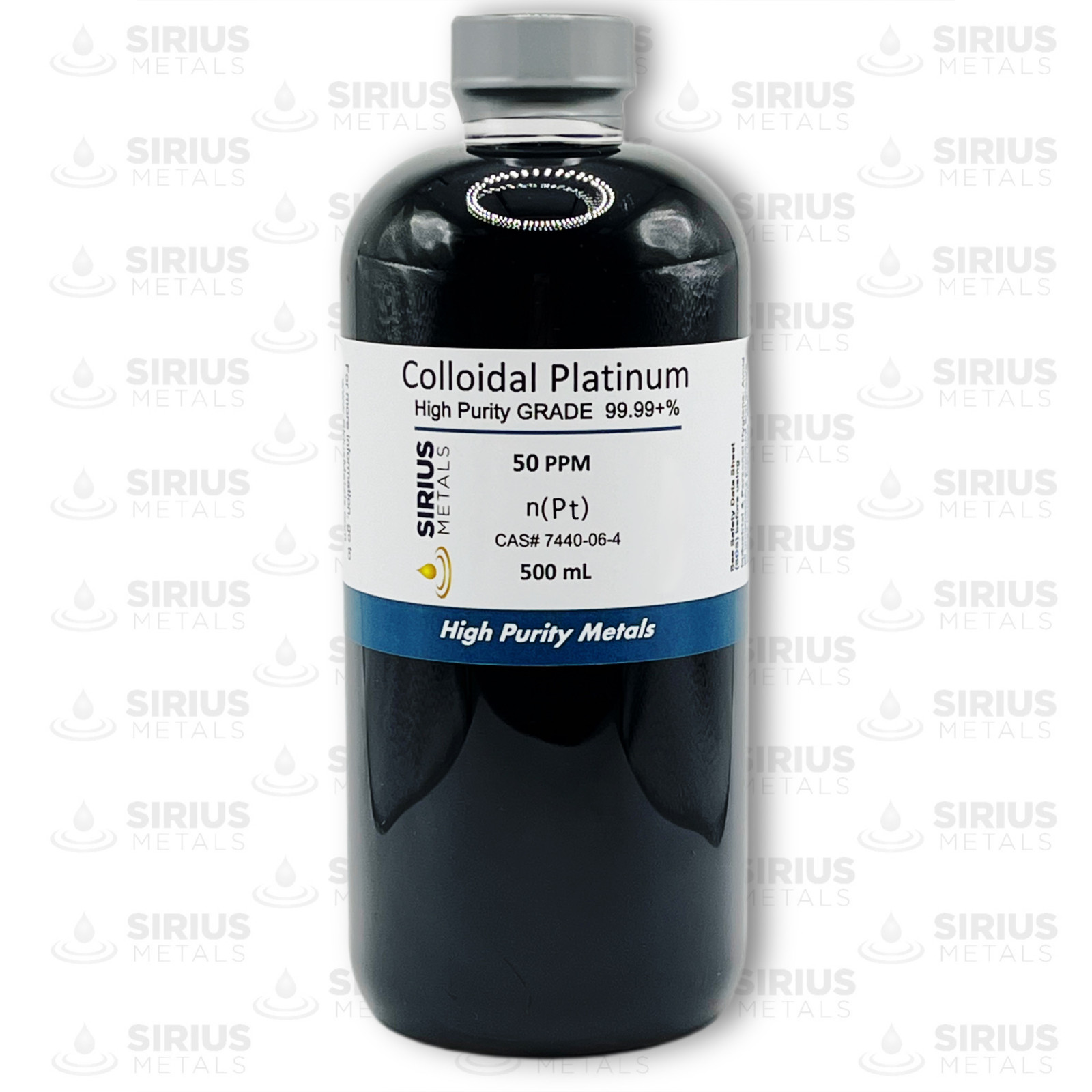 True Colloidal Platinum 50 ppm 500 mL (16.9 Fl Oz) in clear Plastic Bottle