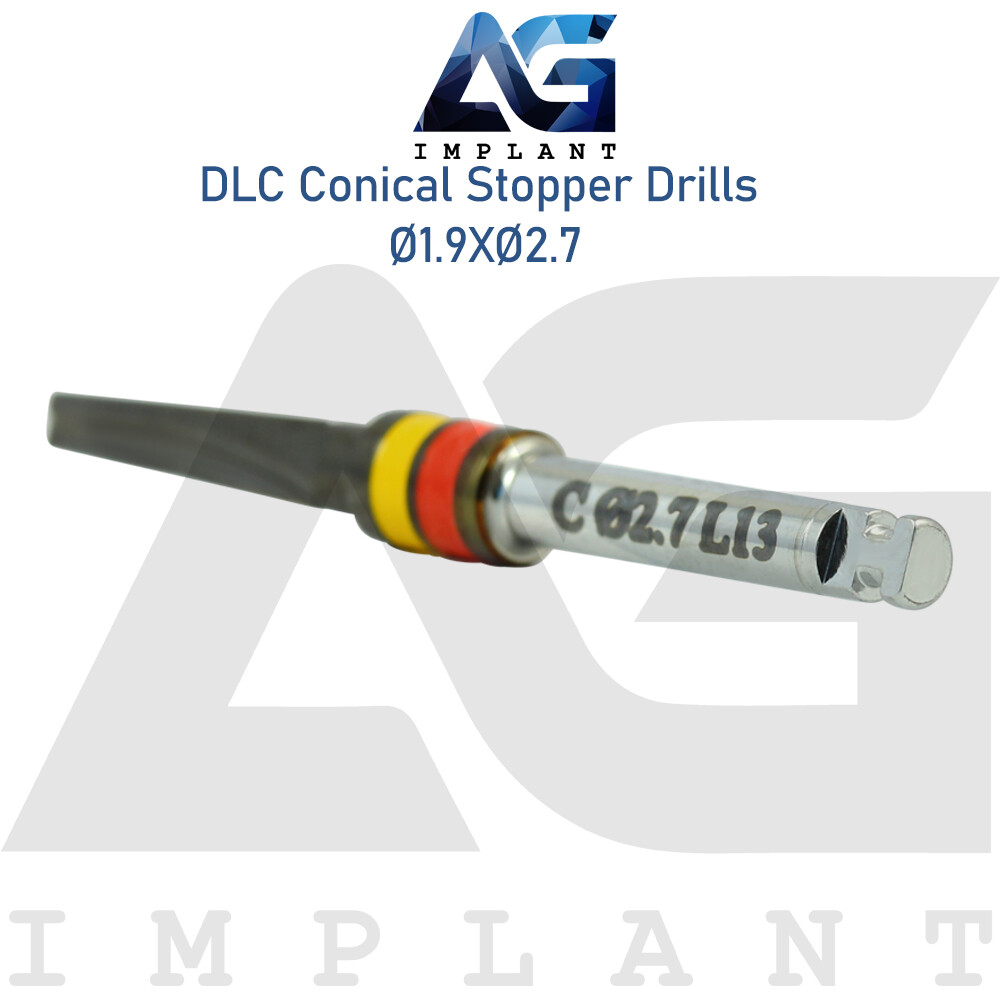 Ø1.9XØ2.7 Integral Stopper DLC Conical Drill External Irrigation Tool Carbon