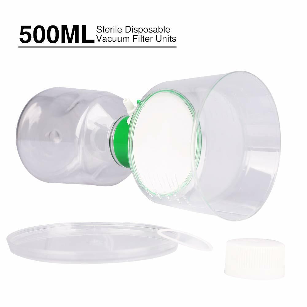 12PCS Vacuum Bottle Top Filters 0.22um PES Membrane 500ml Funnel+500ml Received