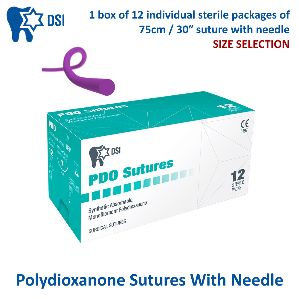 PDO Surgical Suture Polydioxanone Emergency First Aid Home Wound Treating 12 pcs
