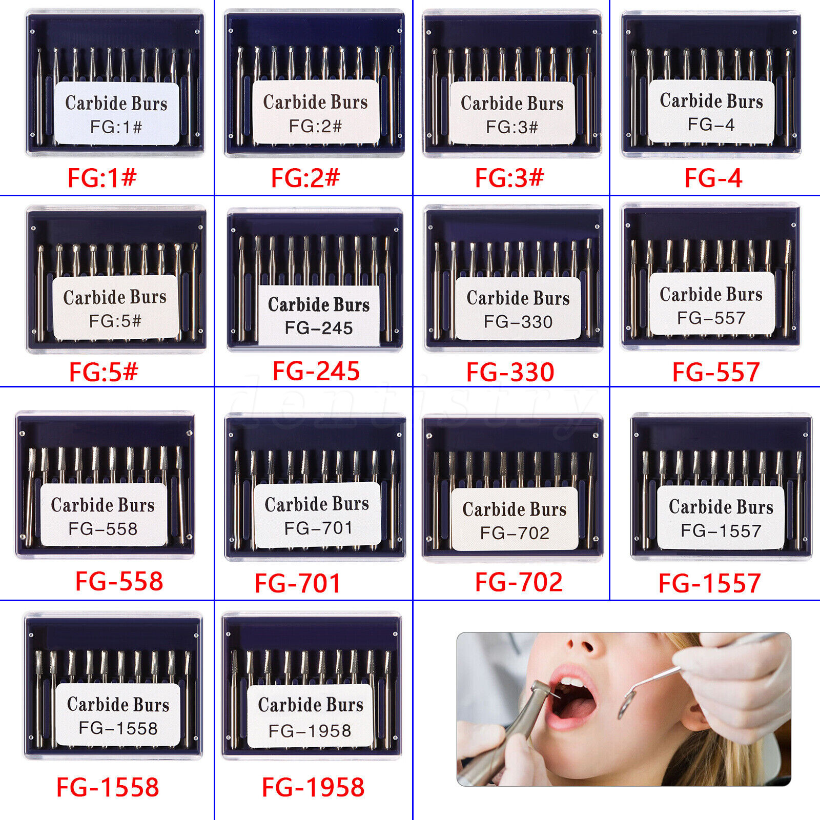 1-10 Box Dental FG Tungsten Carbide Burs Round For High Speed Handpiece OR