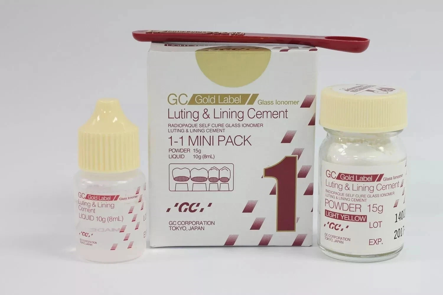 GC Fuji 1 Mini Pack Luting & Lining Cement Glass Ionomer Radiopaque 15g/10g.