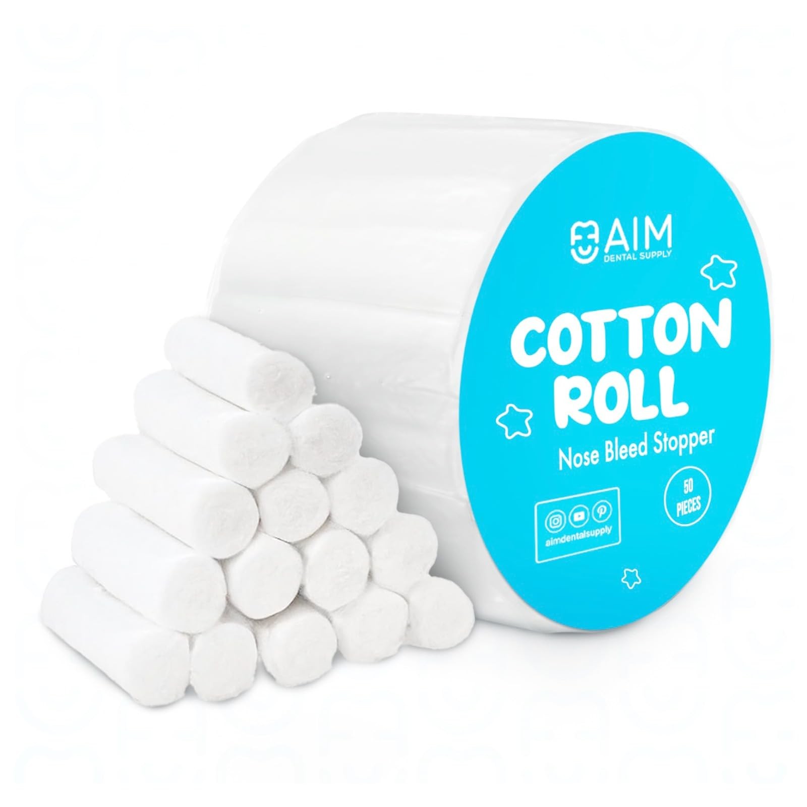 Dental Cotton Rolls – Nose Bleed Stopper – Plugs Pack of 50, White