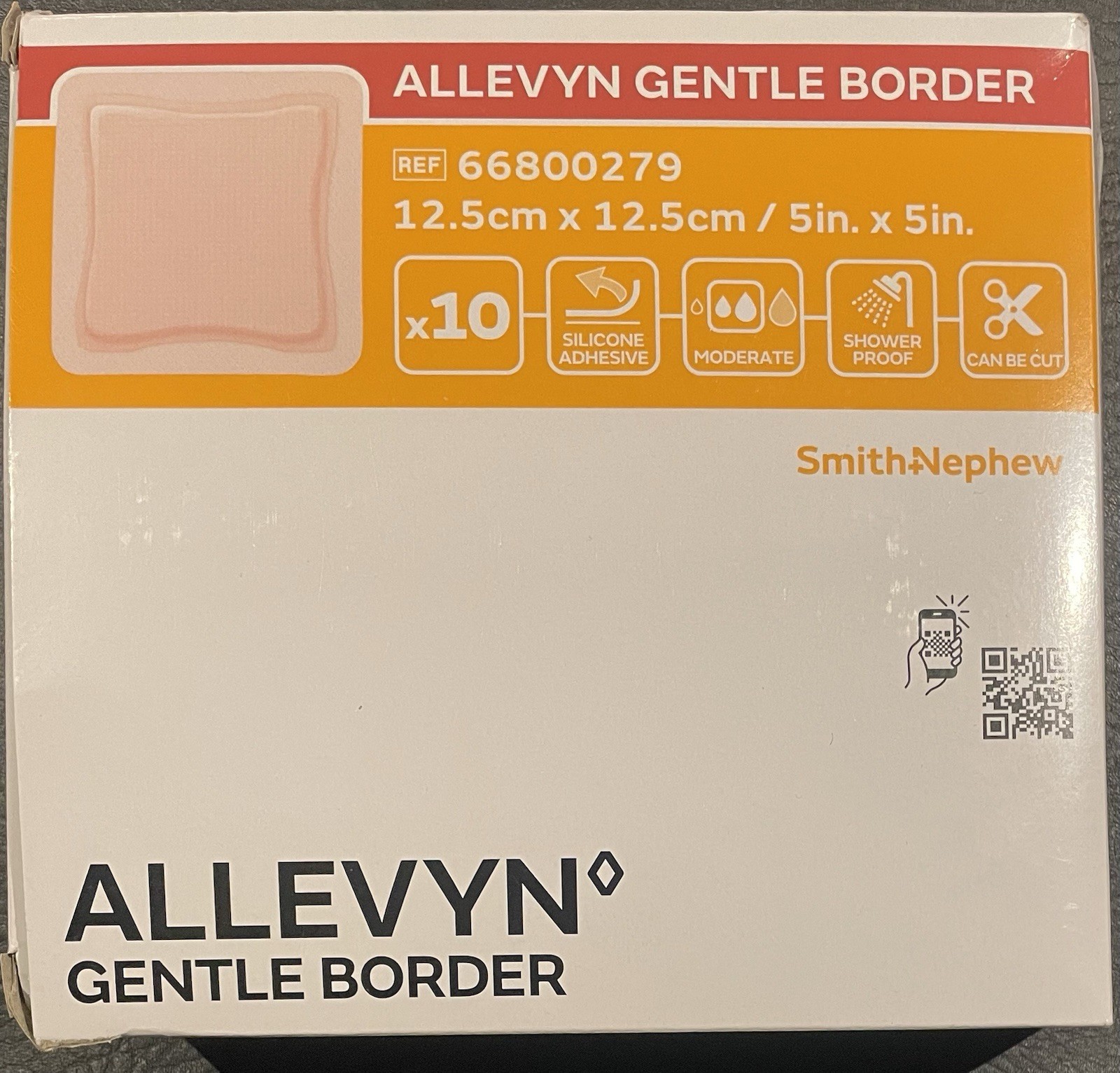 Allevyn Adhesive Foam Dressing 12.5″ x 12.5″ Box of 10- 66800272, Showerproof