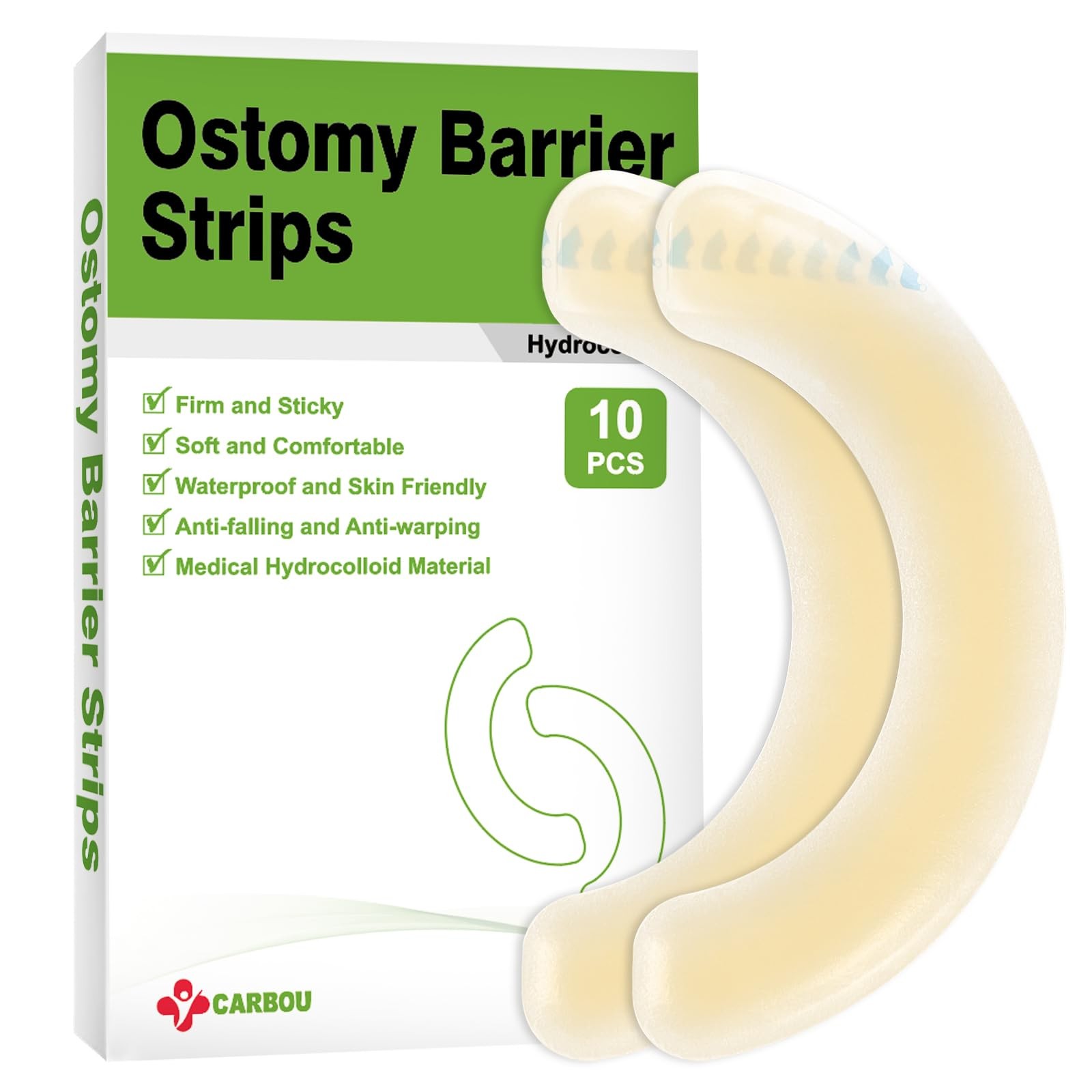 Carbou 10 Pcs Elastic Ostomy Barrier Strips – 10 Hydrocolloid, Beige