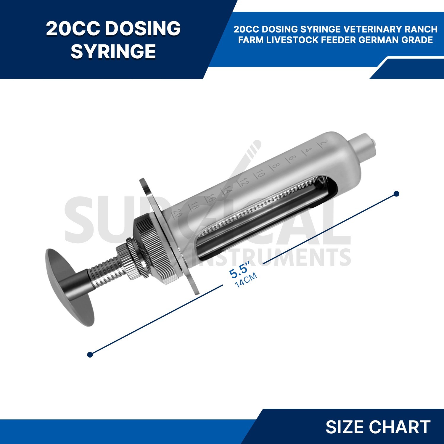 20cc Dosing Syringe Veterinary Ranch Farm Livestock Feeder German Grade