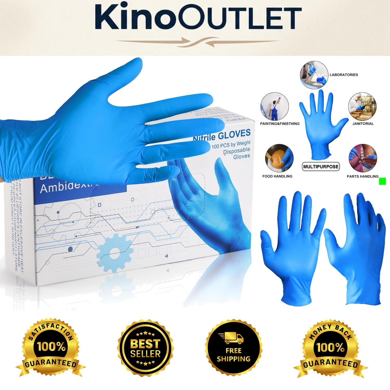 Durable Nitrile Cleaning Gloves – Powder-Free, Latex-Free, 100 Count Size Large