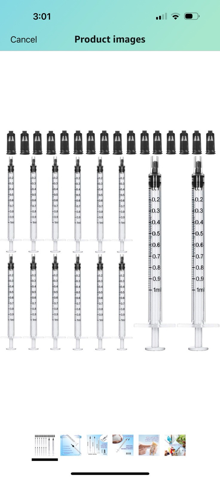 100PCS 1ml 1cc Syringe with Caps Luer Slip Tip No Needle Pipette for Pets