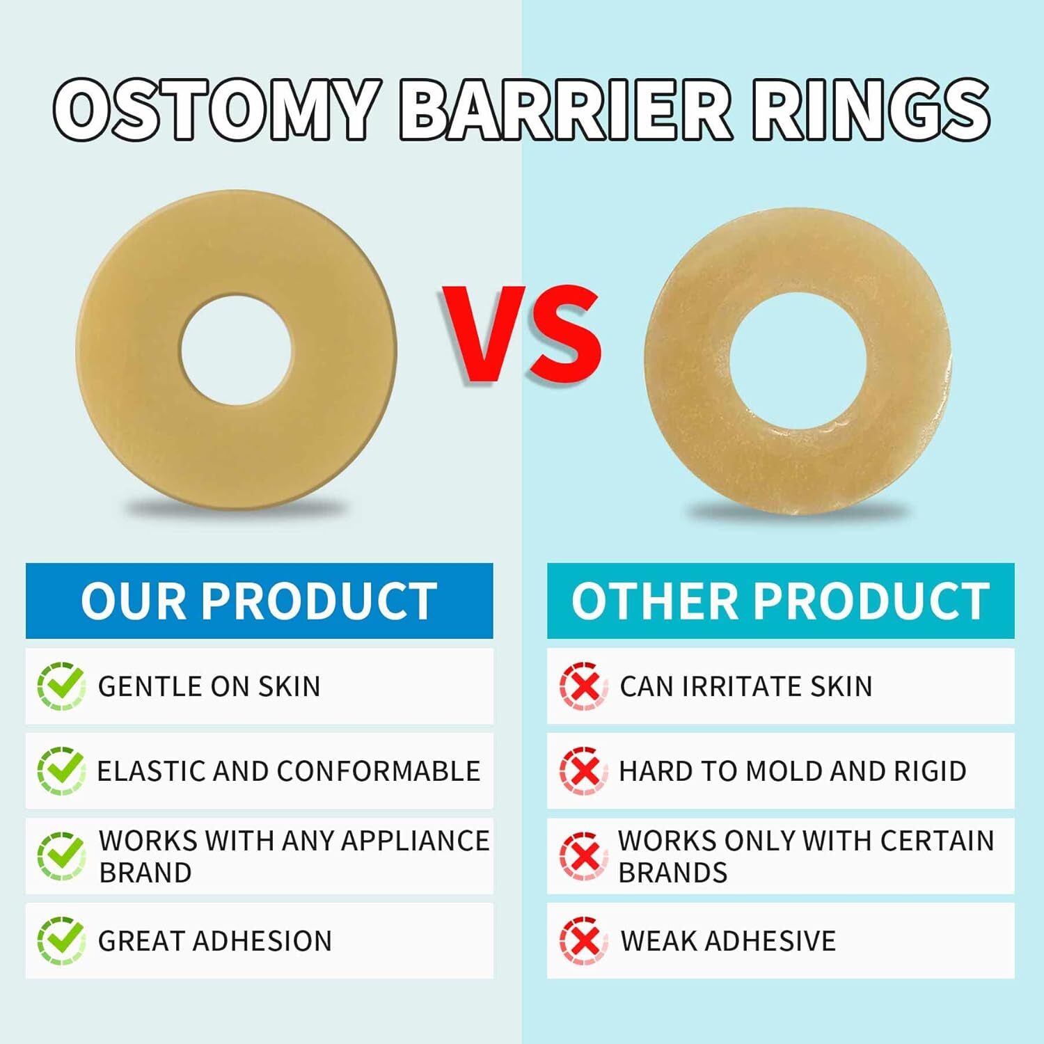 10PCS Ostomy Barrier Rings, Moldable Hydrocolloid for Colostomy Bags