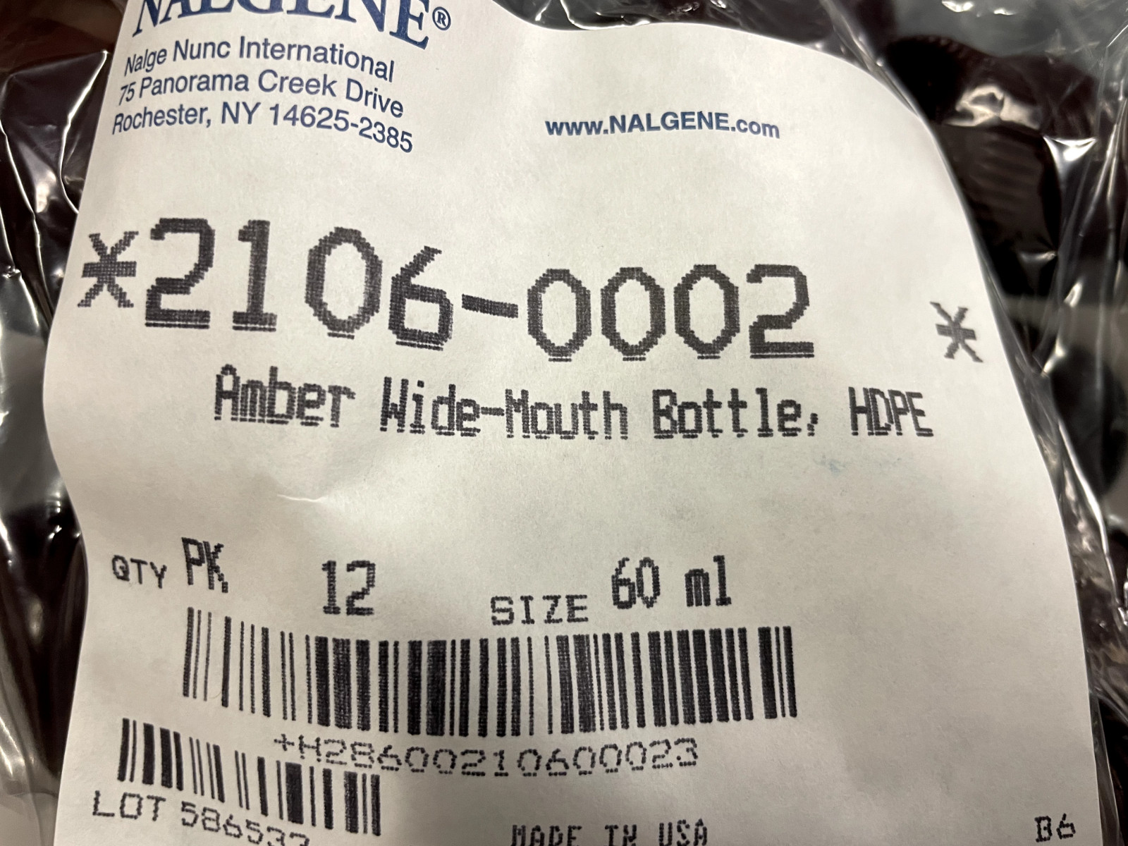 Nalgene 2106-0002 Wide Mouth 60 ml Amber HDPE Lab Quality Bottles – Bag of 12