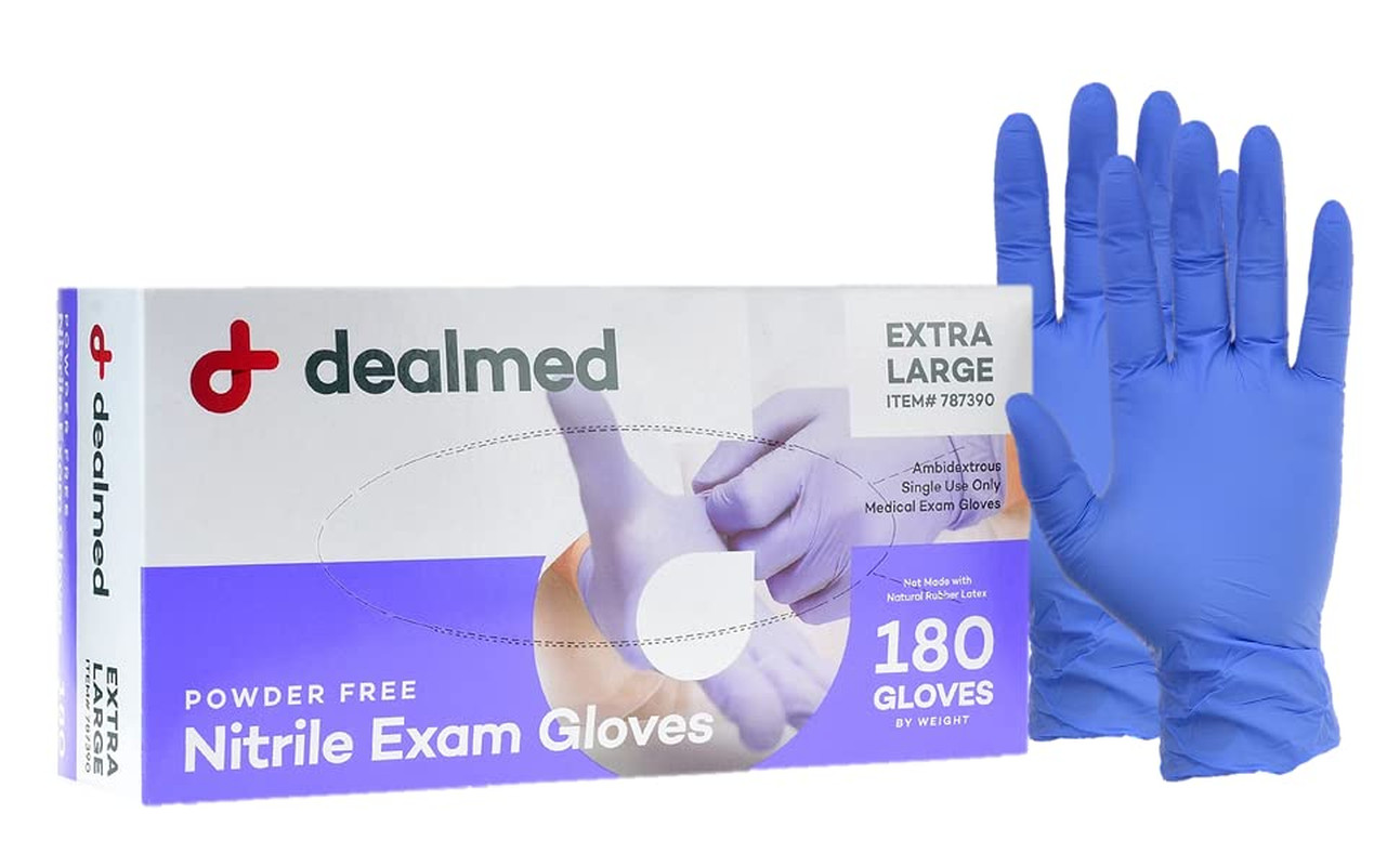 180 Pieces Nitrile Medical Grade Exam Gloves, Disposable, Latex-Free-Extra Large