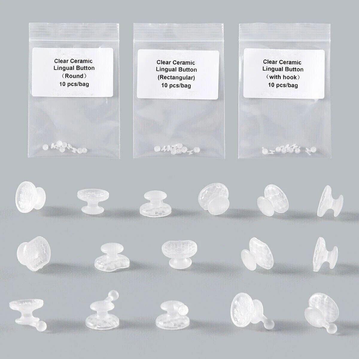 10 Pcs/Pack Dental Orthodontic Composite Ceramic Clear Lingual Button Bondable